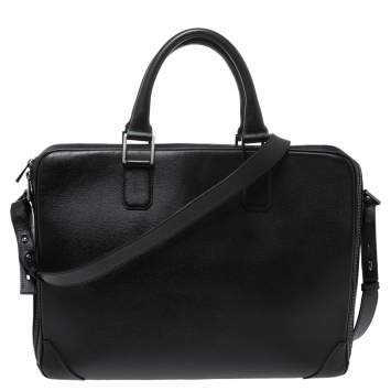 Pre Owned Dunhill Black Leather Single Document Briefcase