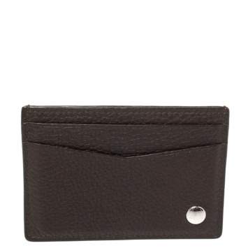 Pre Owned Dunhill Dark Brown Leather Card Holder