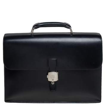 Pre Owned Dunhill Black Leather Confidential Briefcase