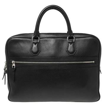 Pre Owned Dunhill Black Leather Zip Briefcase 