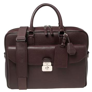 Pre Owned Dunhill Burgundy Leather Briefcase 