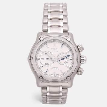 Pre Owned Ebel Silver Stainless Steel 9240L70.6360 Automatic 1911 BTR Mens Wristwatch 46.5mm