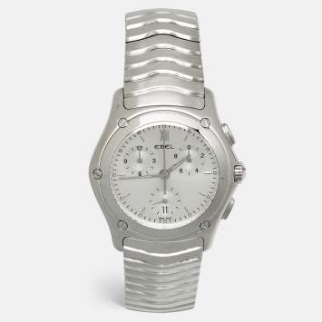 Pre Owned Ebel Classic Wave E9251F41 Wave Silver Dial Stainless Steel Men's Wristwatch 40 mm