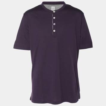 Pre Owned Eleventy Purple Jersey Henley T-Shirt XL