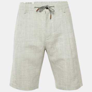 مملوكة مسبقًا Eleventy Grey Linen & Wool Blend Shorts L  