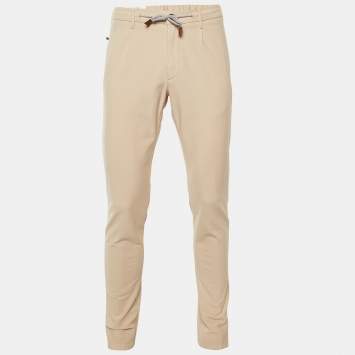 Pre Owned Eleventy Beige Cotton Blend Trousers L 
