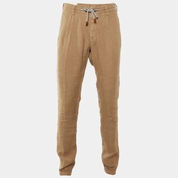 مملوكة مسبقًا Eleventy Brown Linen Trousers L