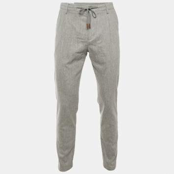 مملوكة مسبقًا Eleventy Grey Wool Jogger Pants M