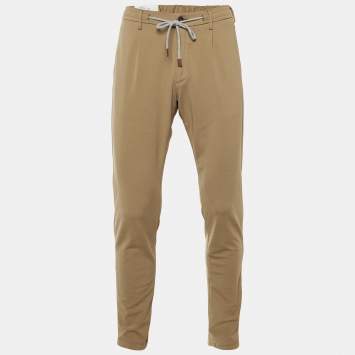 مملوكة مسبقًا Eleventy Beige Cotton Blend Drawstring Trousers L