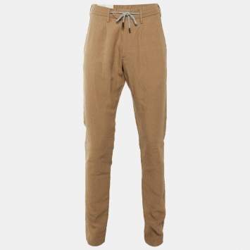 مملوكة مسبقًا Eleventy Khaki Linen Drawstring Trousers M 