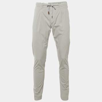 مملوكة مسبقًا Eleventy Grey Cotton Drawstring Trousers L