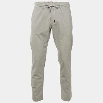 Pre Owned Eleventy Grey Wool Drawstring Waist Pants M/ Waist 33"