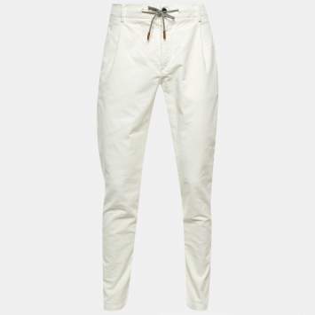 مملوكة مسبقًا Eleventy White Cotton Velour Drawstring Waist Pants M