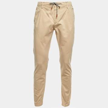 مملوكة مسبقًا Eleventy Beige Cotton Drawstring Waist Pants M/Waist 32"
