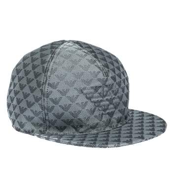 Pre Owned Emporio Armani Platinum Blue Logo Pattern Baseball Cap M
