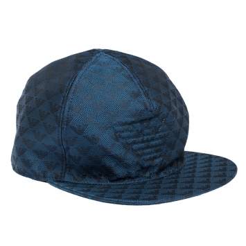 Pre Owned Emporio Armani Blue Logo Pattern Baseball Cap M