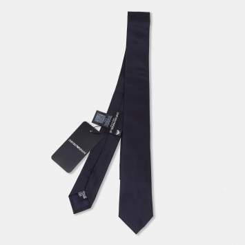 Pre Owned Emporio Armani Night Blue Silk Skinny Tie