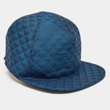 Pre Owned Emporio Armani Blue Jacquard Aquila Baseball Hat S