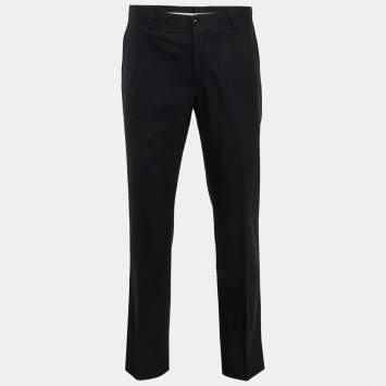 Pre Owned Emporio Armani Black Wool Josh Line Trousers M