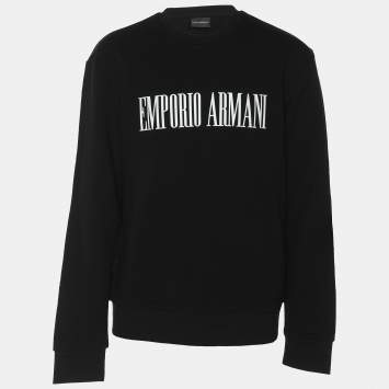 Emporio Armani Black Jersey Logo Print Cotton Sweatshirt M