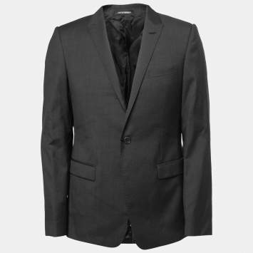 مملوكة مسبقًا Emporio Armani Charcoal Grey Wool Single-Button Blazer XL