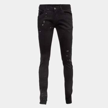 Pre Owned Emporio Armani Black Paint Splash Denim Extra Slim Fit J10 Jeans M Waist 31"