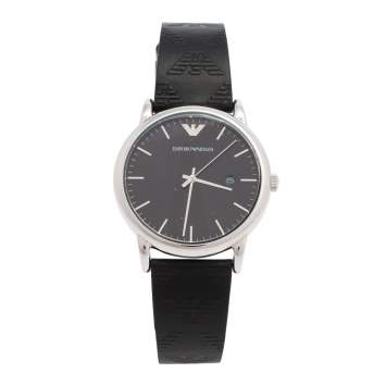 Pre Owned Emporio Armani Black Stainless Steel AR80012 Men's Bracelet & Wristwatch Set 43 mm
