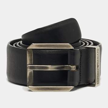 مملوكة مسبقًا Emporio Armani Buckle Belt Black Leather