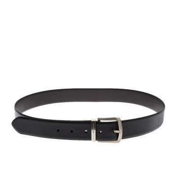 Pre Owned Emporio Armani Black Leather Belt 91 CM