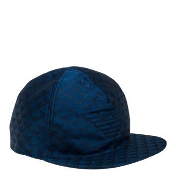 Pre Owned Emporio Armani Blue Monogram Pattern Baseball Cap L