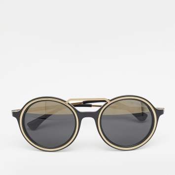 Pre Owned Emporio Armani Black/Grey Mirrored EA 4062 Round Sunglasses