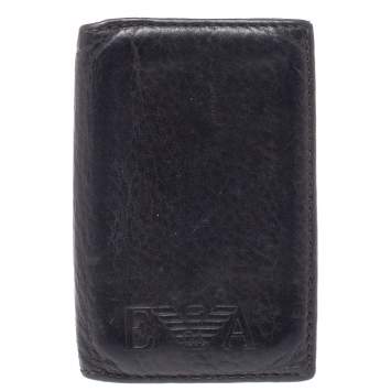 Pre Owned Emporio Armani Dark Brown Leather Card Holder