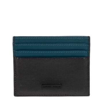 Pre Owned Emporio Armani Blue/Black Leather Card Holder