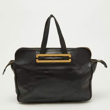 Pre Owned Emporio Armani Black Leather Laptop Bag