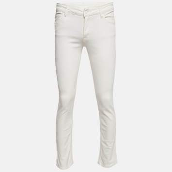 Pre Owned Emporio Armani Cream Denim Slim Fit Jeans S Waist 27"