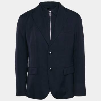Pre Owned Emporio Armani Navy Blue Gabardine Blazer XL