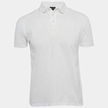 Pre Owned Emporio Armani White Cotton Pique Polo T-Shirt S