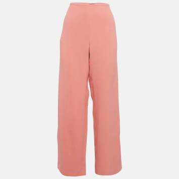 Pre Owned Emporio Armani Pink Crepe Wide-Leg Trousers S