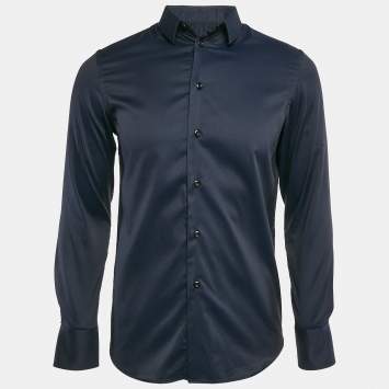 مملوكة مسبقًا Emporio Armani Blue Cotton Long Sleeve Shirt M