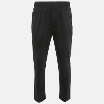Pre Owned Emporio Armani Black Pinstripe Wool Blend Formal Trousers L