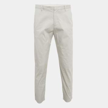 Pre Owned Emporio Armani Grey Cotton Drill Trousers L