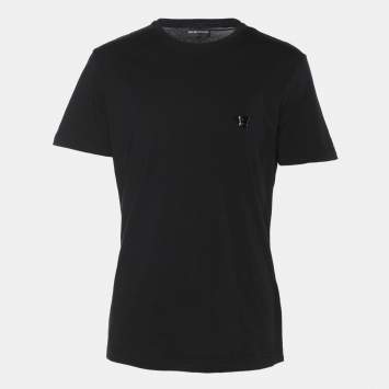 Pre Owned Emporio Armani Black Jersey Logo Crew Neck T-Shirt XL
