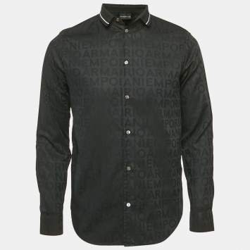 Emporio Armani Black Logo Cotton Regular Fit Shirt L
