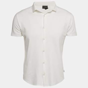 Pre Owned Emporio Armani White Jersey Short Sleeve Shirt S