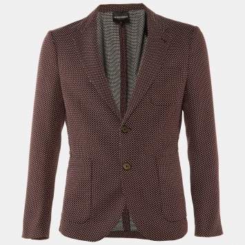 Pre Owned Emporio Armani Brown Textured Cotton Button Front Jacket M