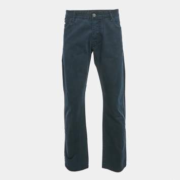 Pre Owned Emporio Armani Blue Cotton Jeans XXL/Waist 38"