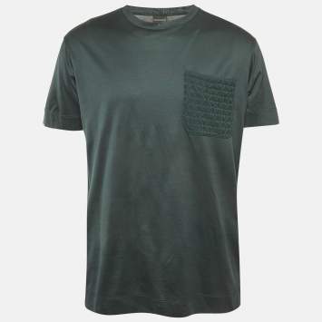 Pre Owned تي شيرت إمبريو أرماني جيرسي مطرز بشعار خمري مقاس ضخم - إكس لارج