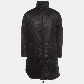 Pre Owned Emporio Armani Black Logo Embroidered Synthetic Reversible Jacket XL