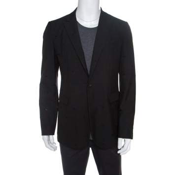 مملوكة مسبقًا Emporio Armani Black Paisley Cutout Detail Blazer XL