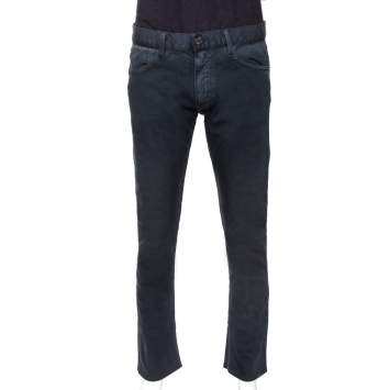 مملوكة مسبقًا Emporio Armani Dark Grey Overdyed Denim Slim Fit Jeans L